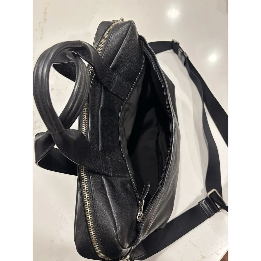 Coach Hudson Slim Briefcase Black Leather Laptop Bag Mens F71561 Crossbody Strap